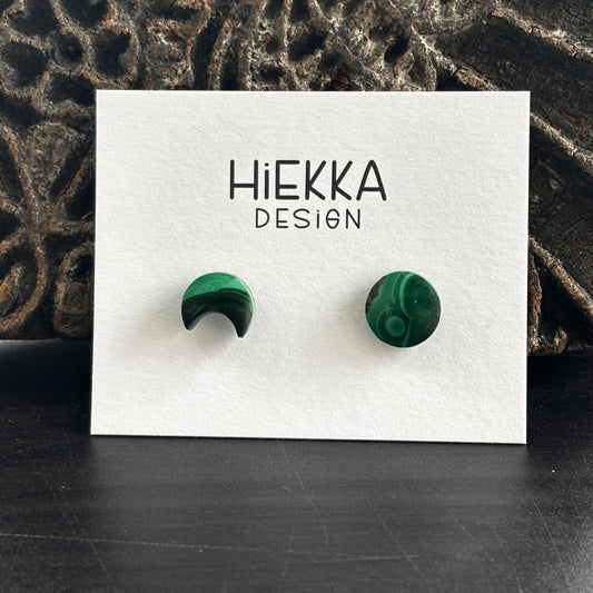 Malachite Asymetrical Moon Studs