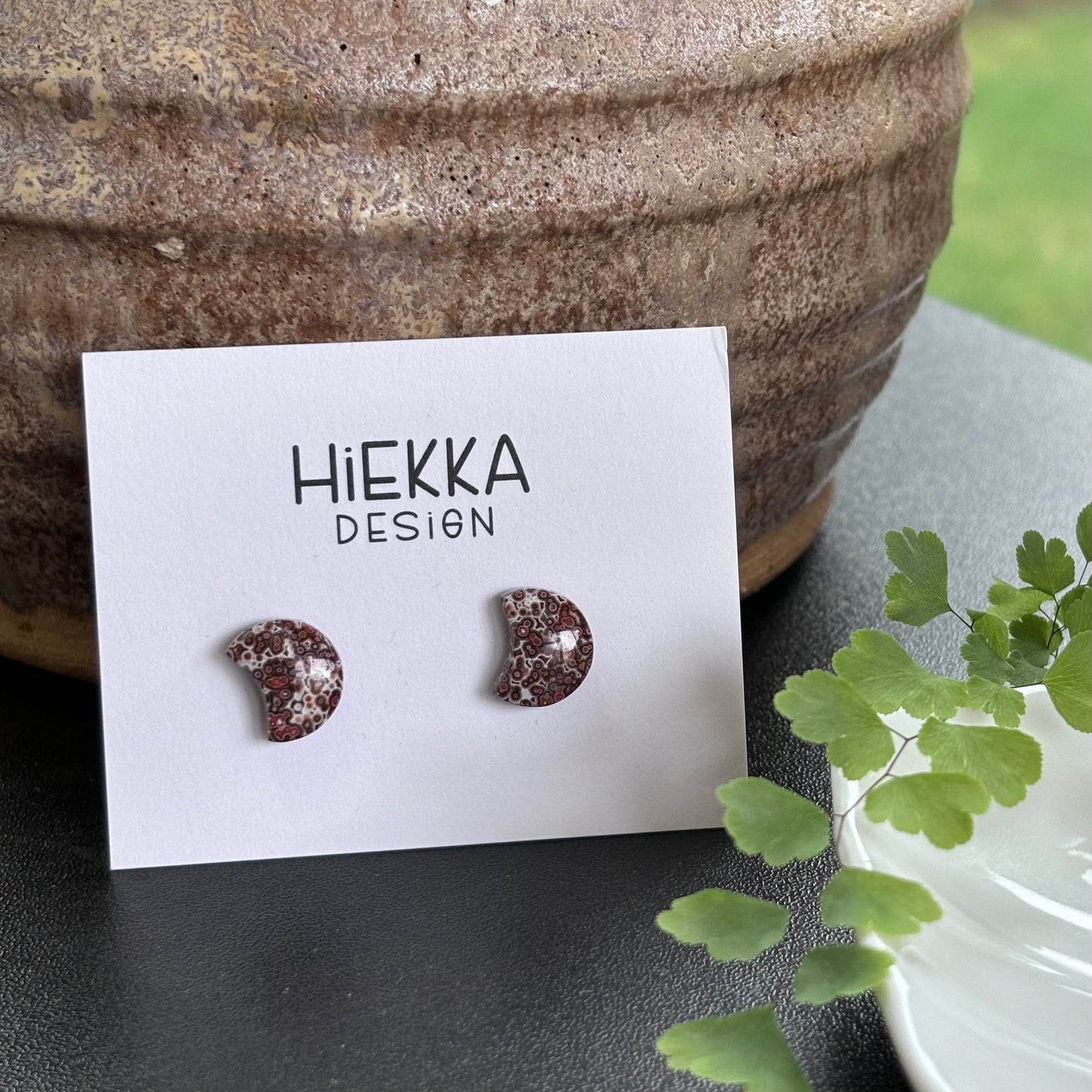 Red Ocean Jasper Moon Studs