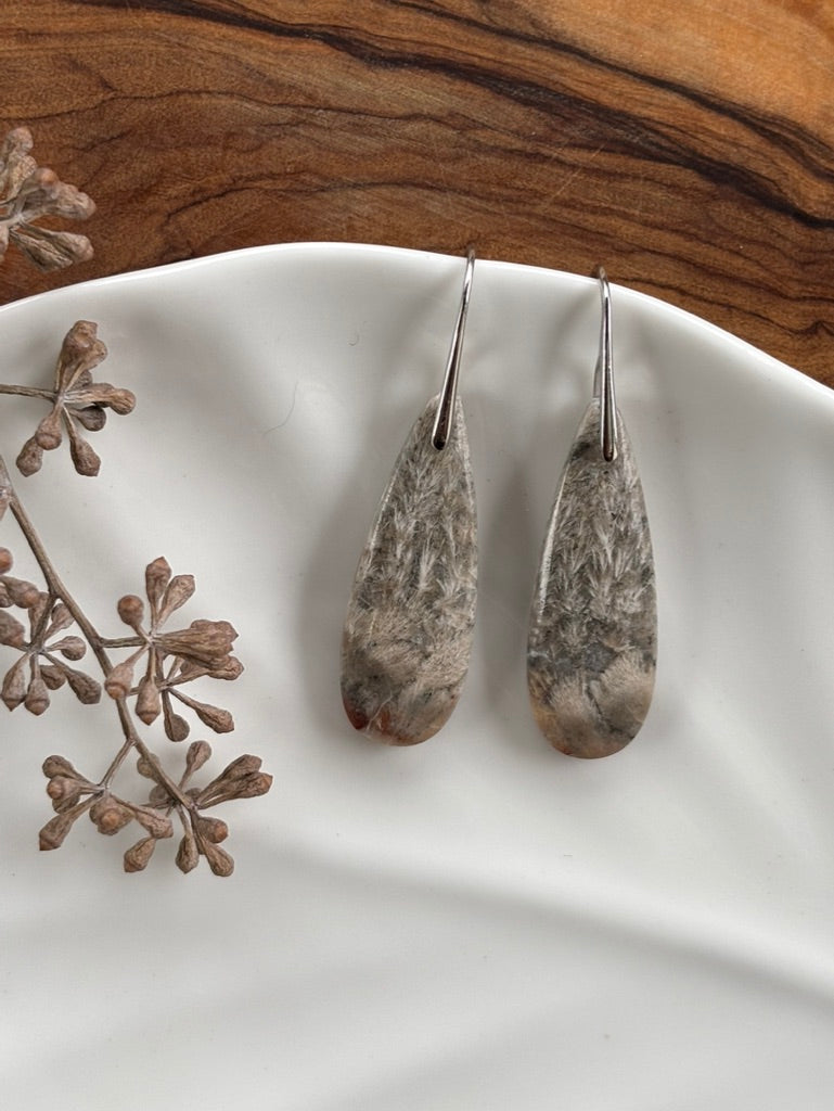 Lavender Plume Agate Earrings