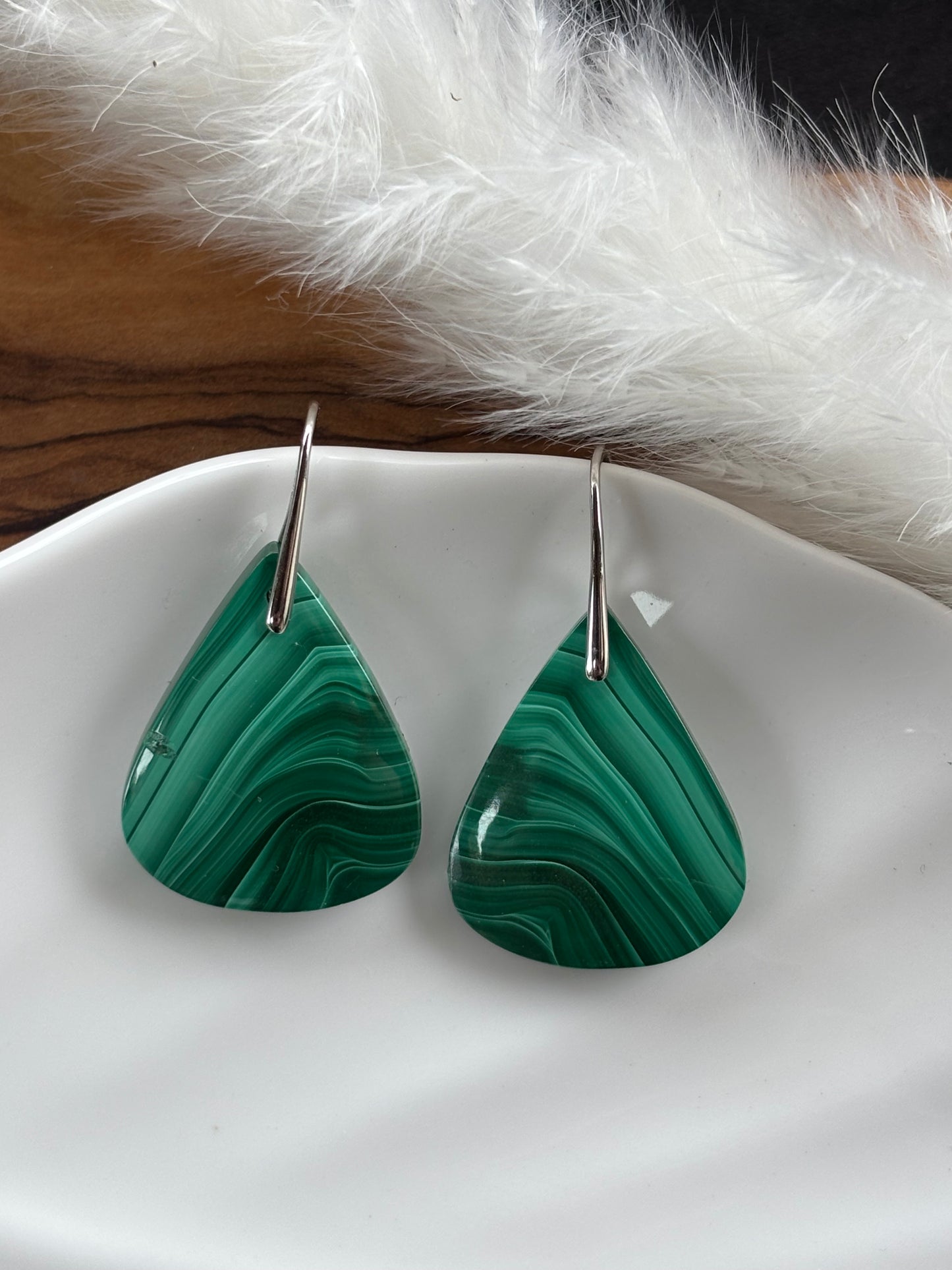 Malachite Teardrop Dangle Earrings