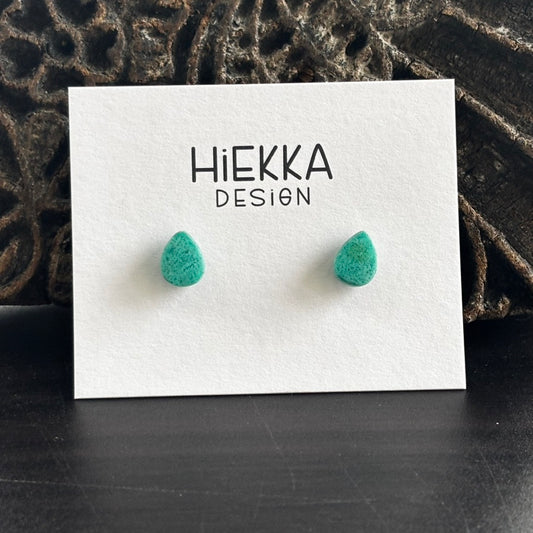 Small Teardrop Blue Opal Wood Studs