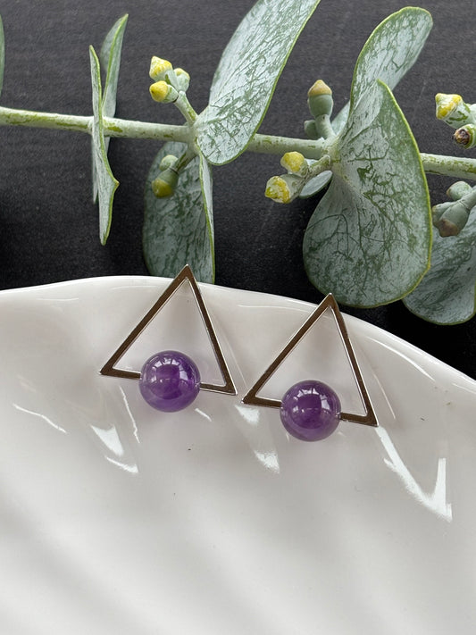 Amethyst Triangle Studs