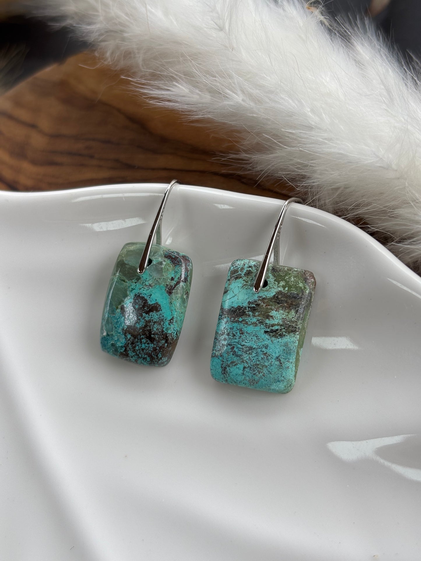 Chrysocolla Square Earrings