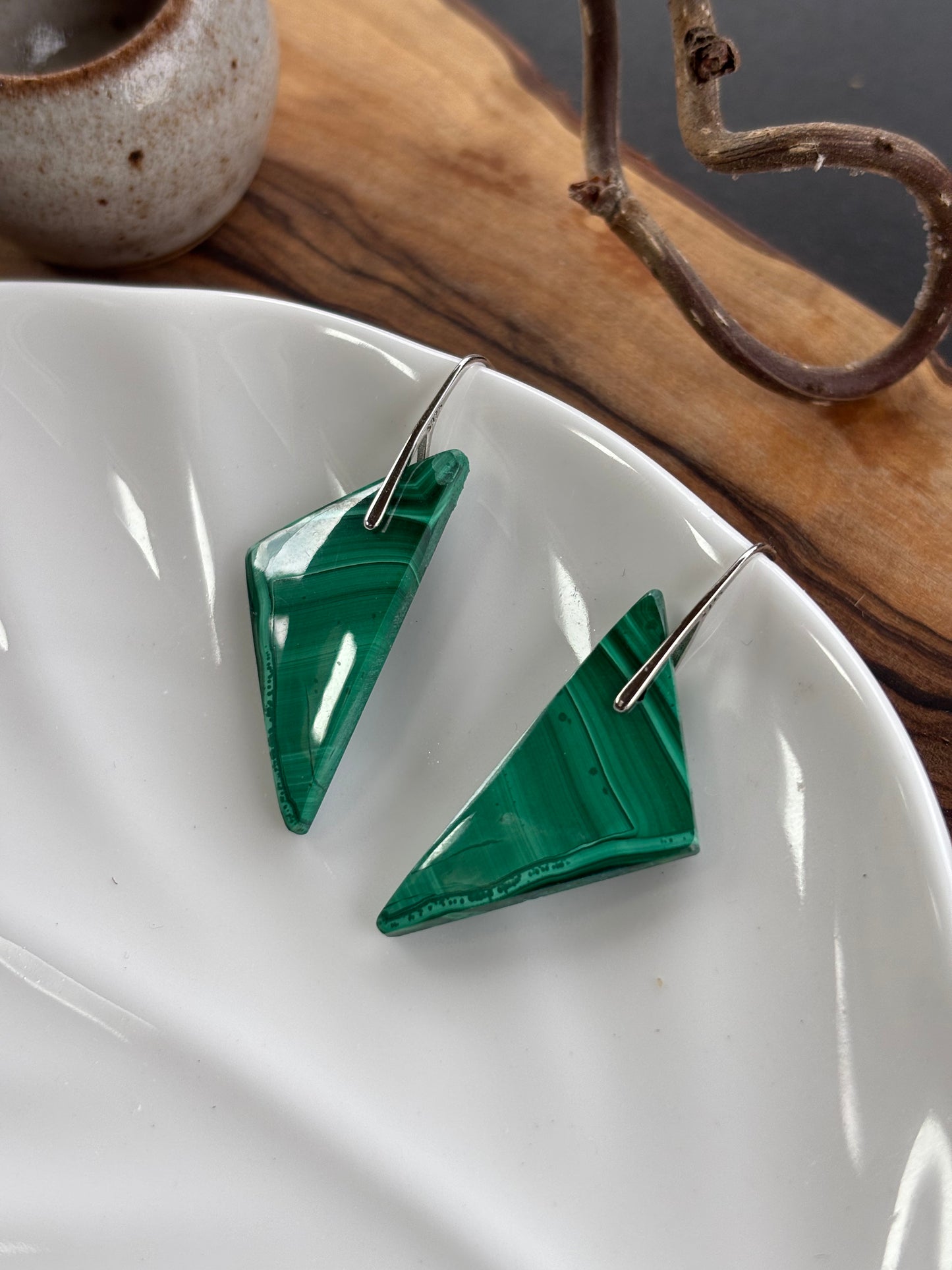 Malachite Triangle Earrings