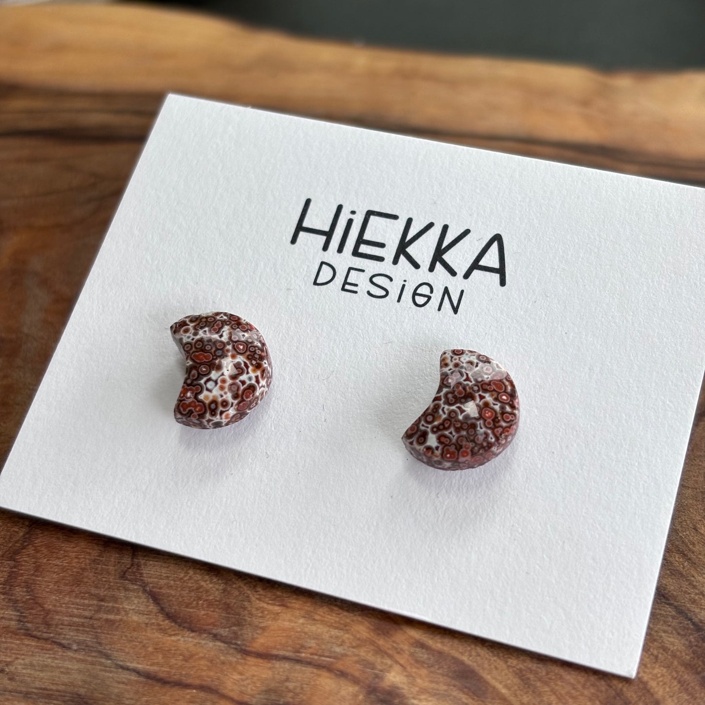 Red Ocean Jasper Moon Studs