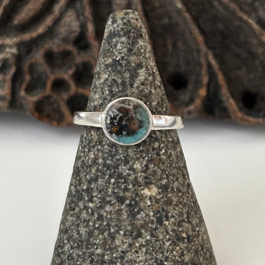 Blue Opalized Wood Ring 8