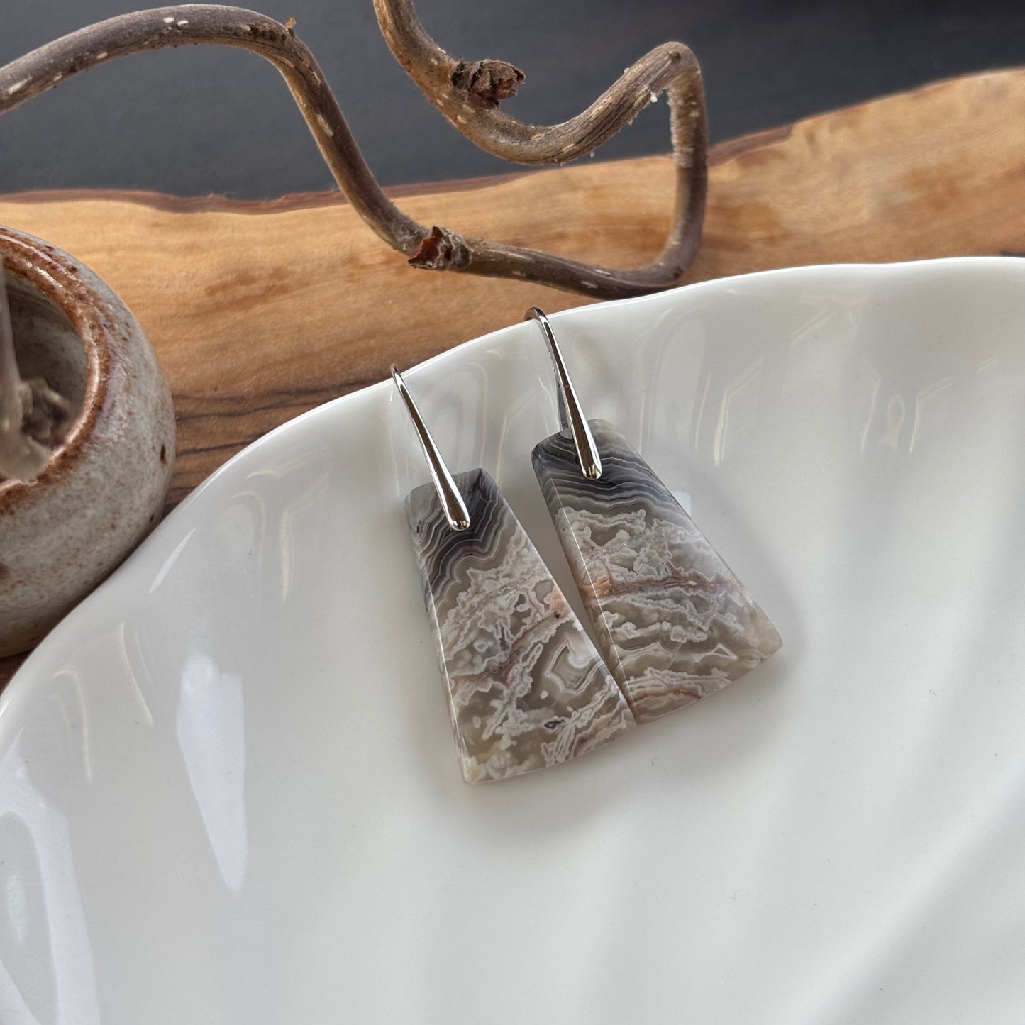 Crazy Lace Agate Dangle Earrings