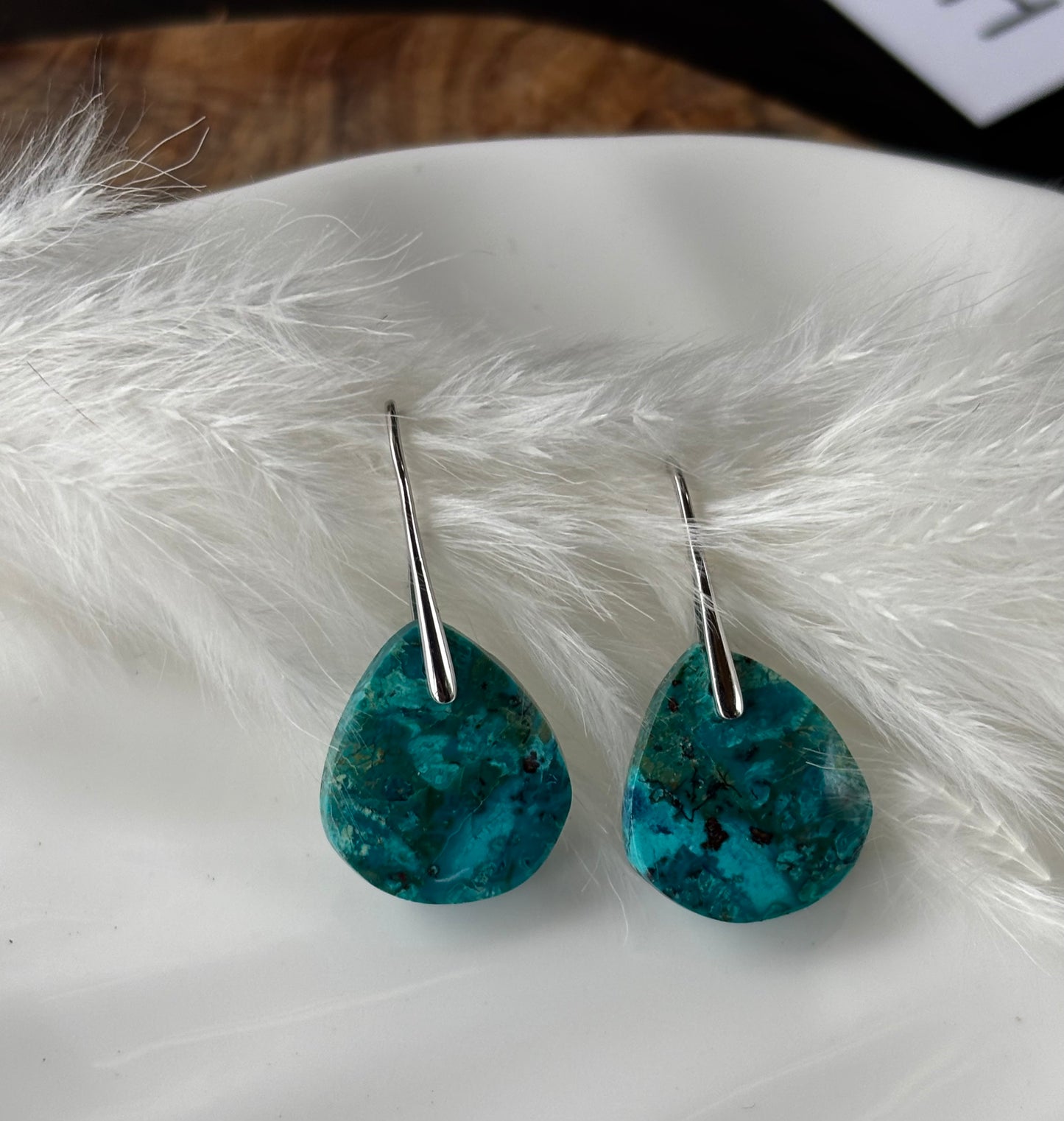 Small Azurite Teardrop Earrings