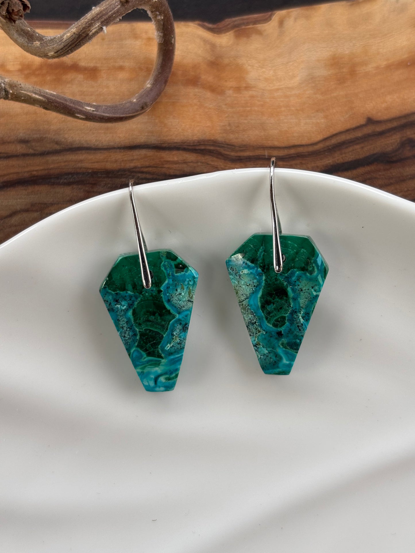 Malachite Chrysocolla Coffin Earrings