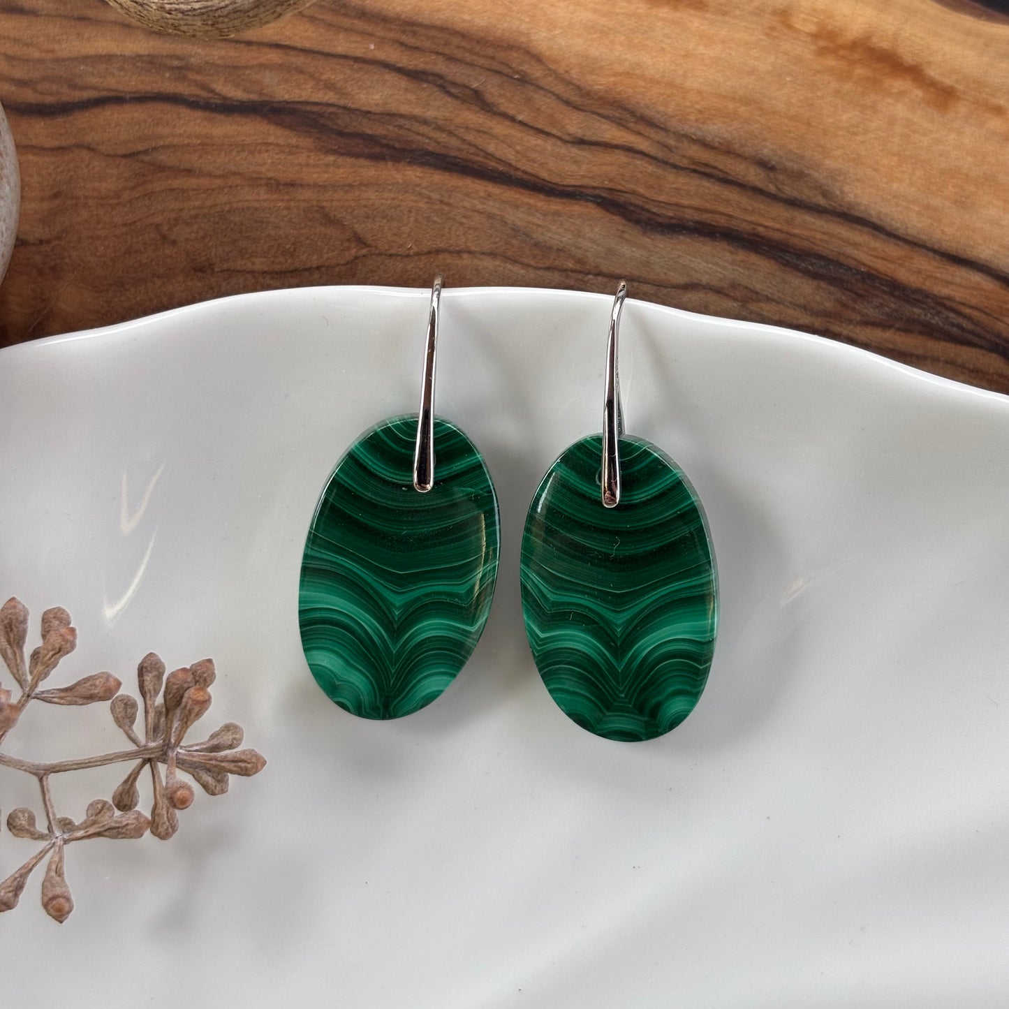 Malachite Oval Earrings