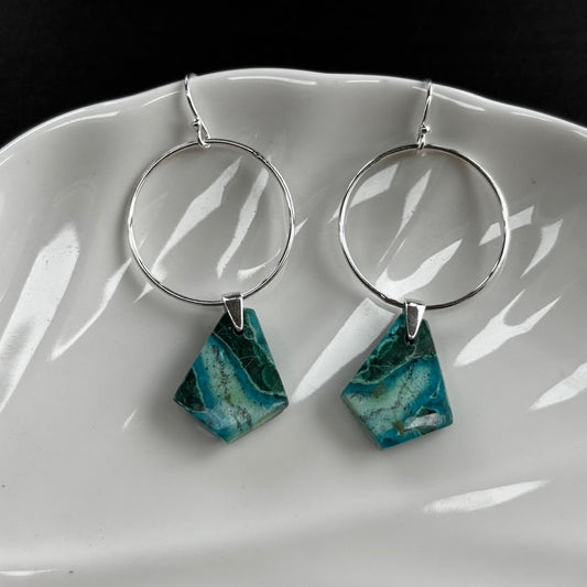 Malachite Chrysocolla Drop Earrings