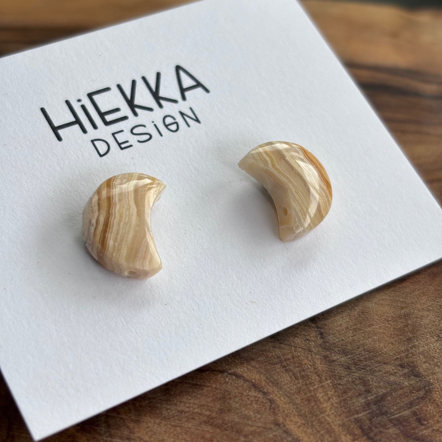 Crazy Lace Agate Moon Studs
