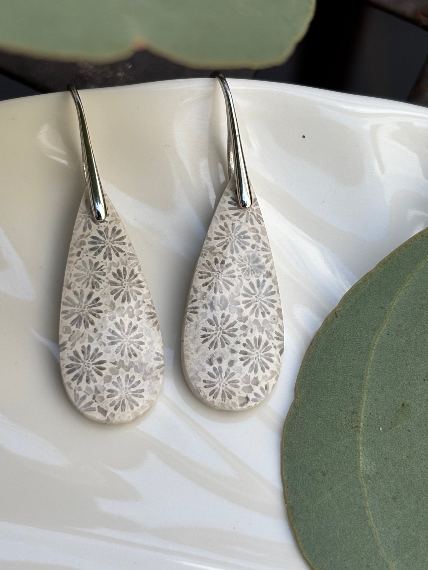Fossilized Coral Earrings