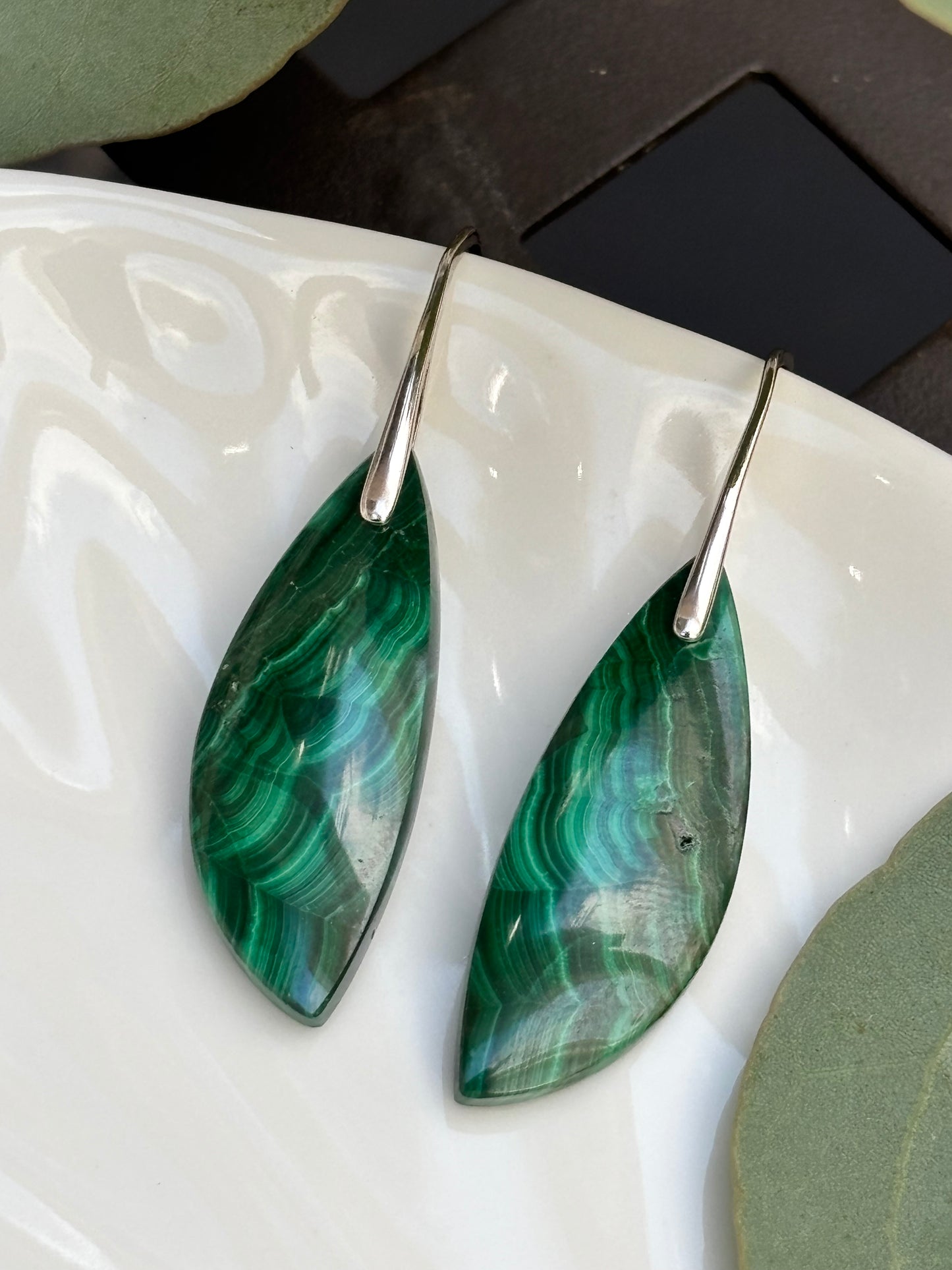 Malachite Triangle Earrings