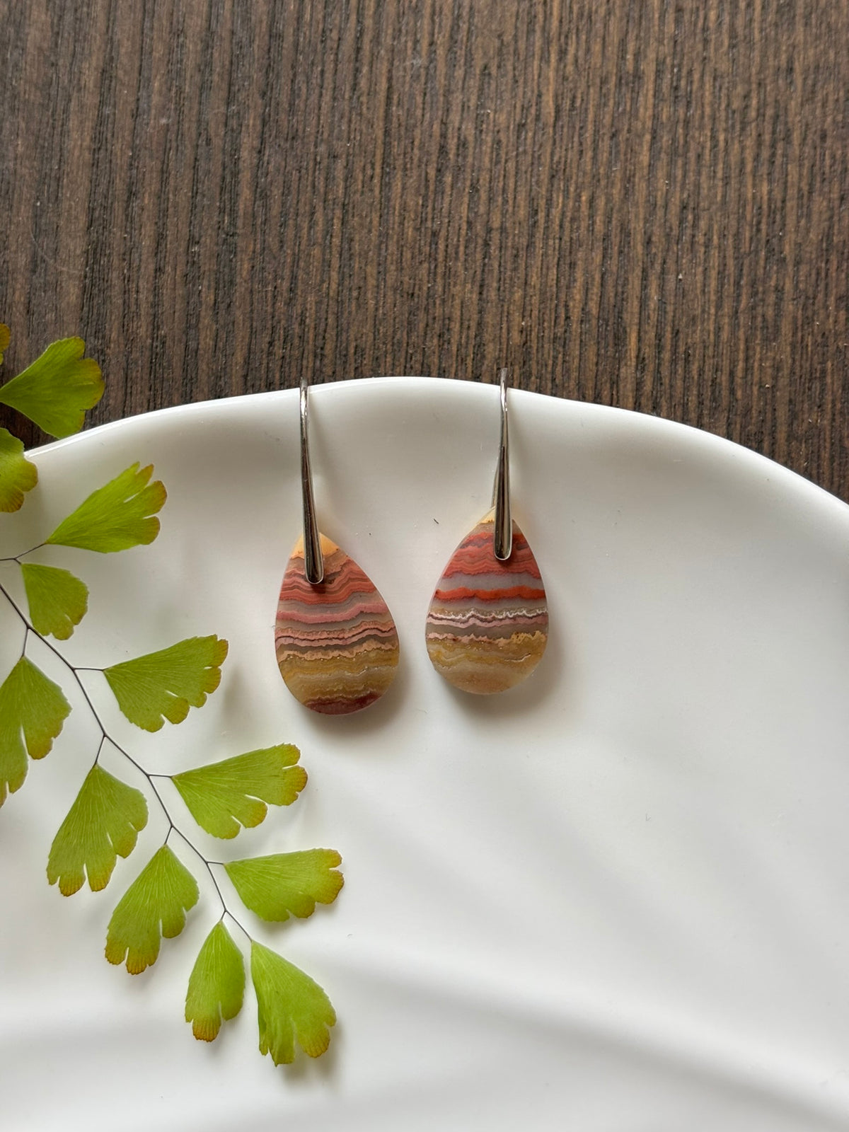 Crazy Lace Agate Rose Stripe Earrings alternate view 2