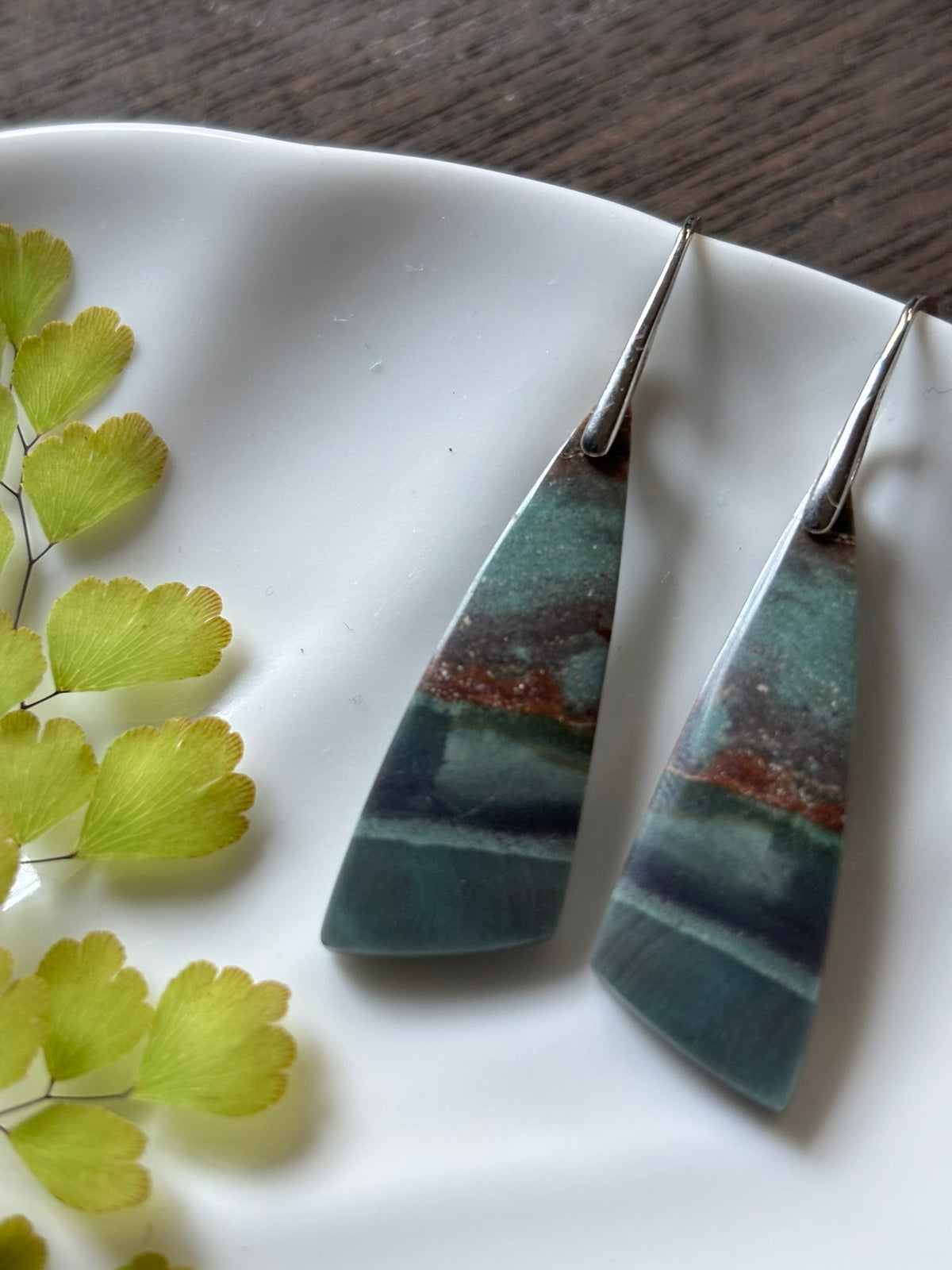 Blue Opal Wood Slate Rust Earrings alternate view 2