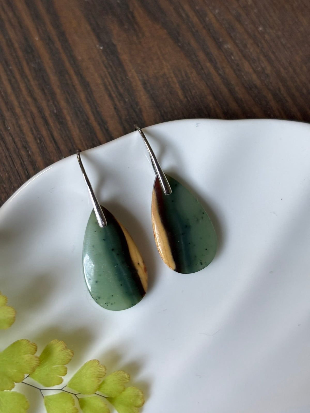 Green Banded Agate Moss Green Earrings alternate view 2