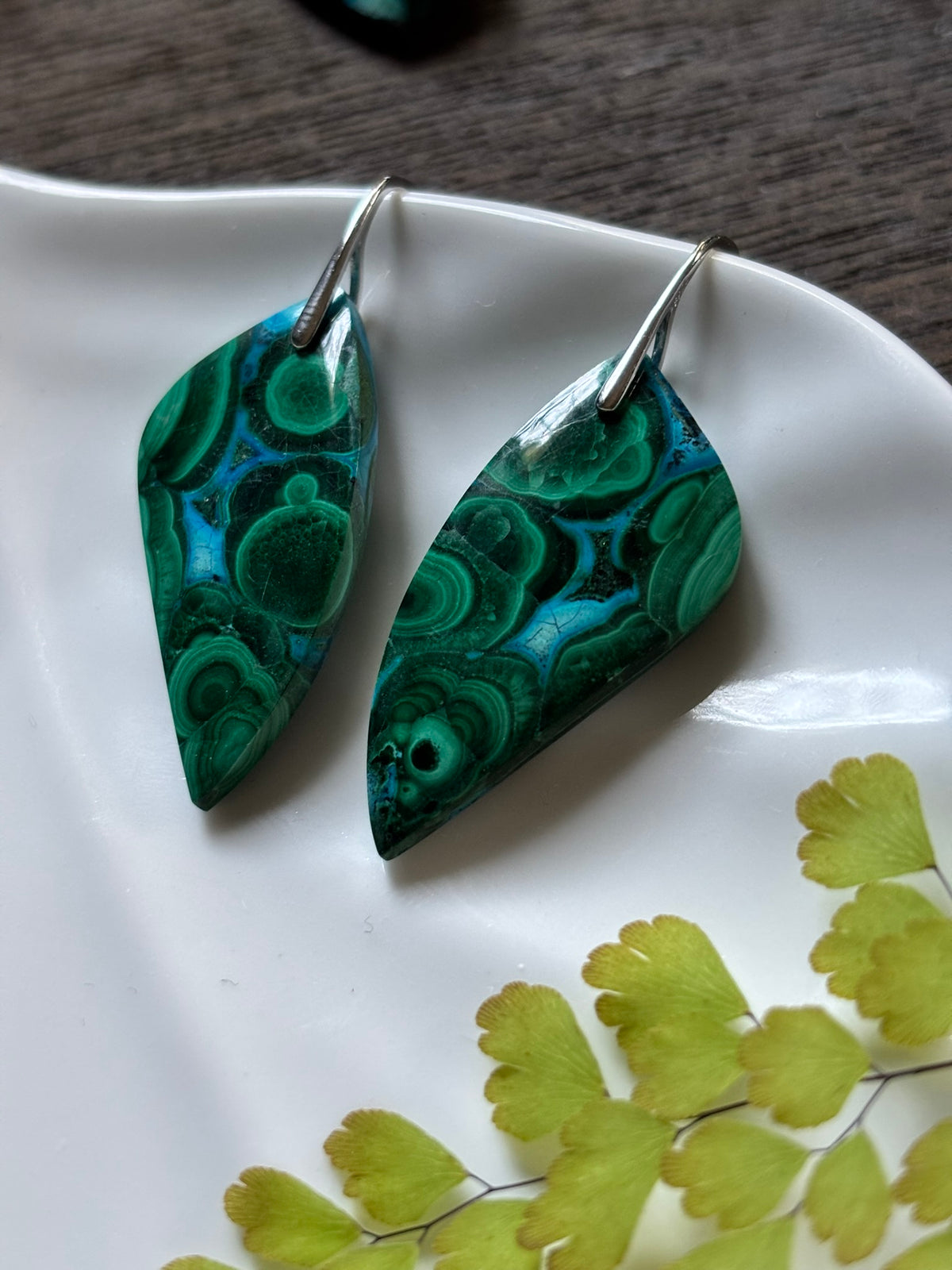Malachite Chrysocolla Emerald Swirl Earrings alternate view 2