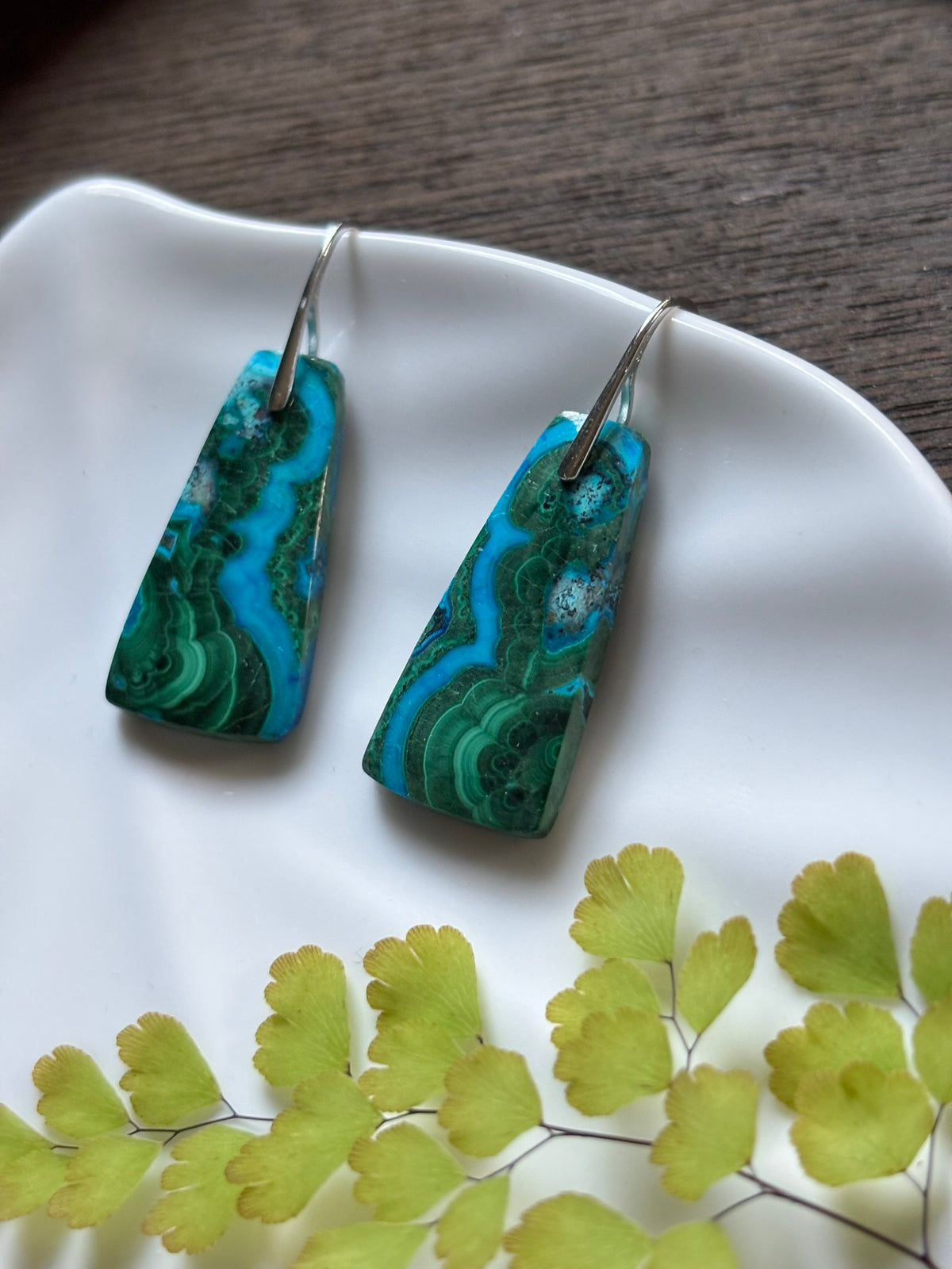 Malachite Chrysocolla Deep Teal Earrings alternate view 2