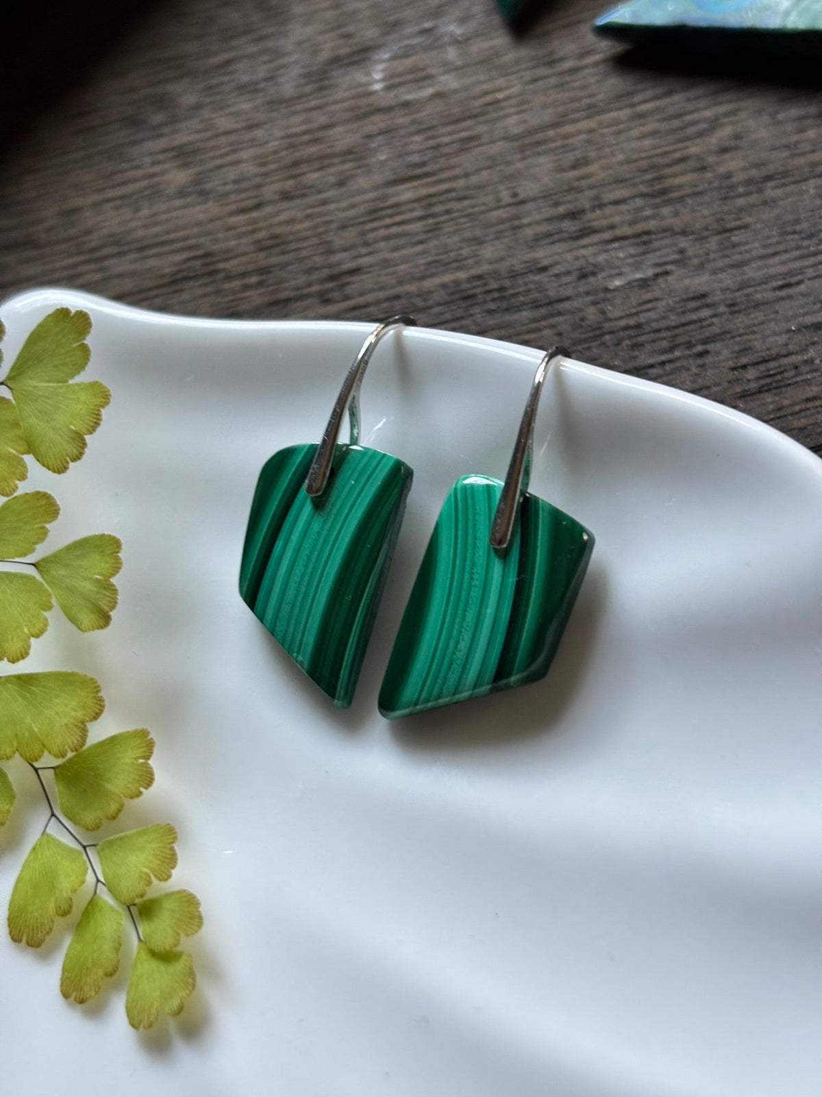 Malachite Emerald Stripe Earrings alternate view 2