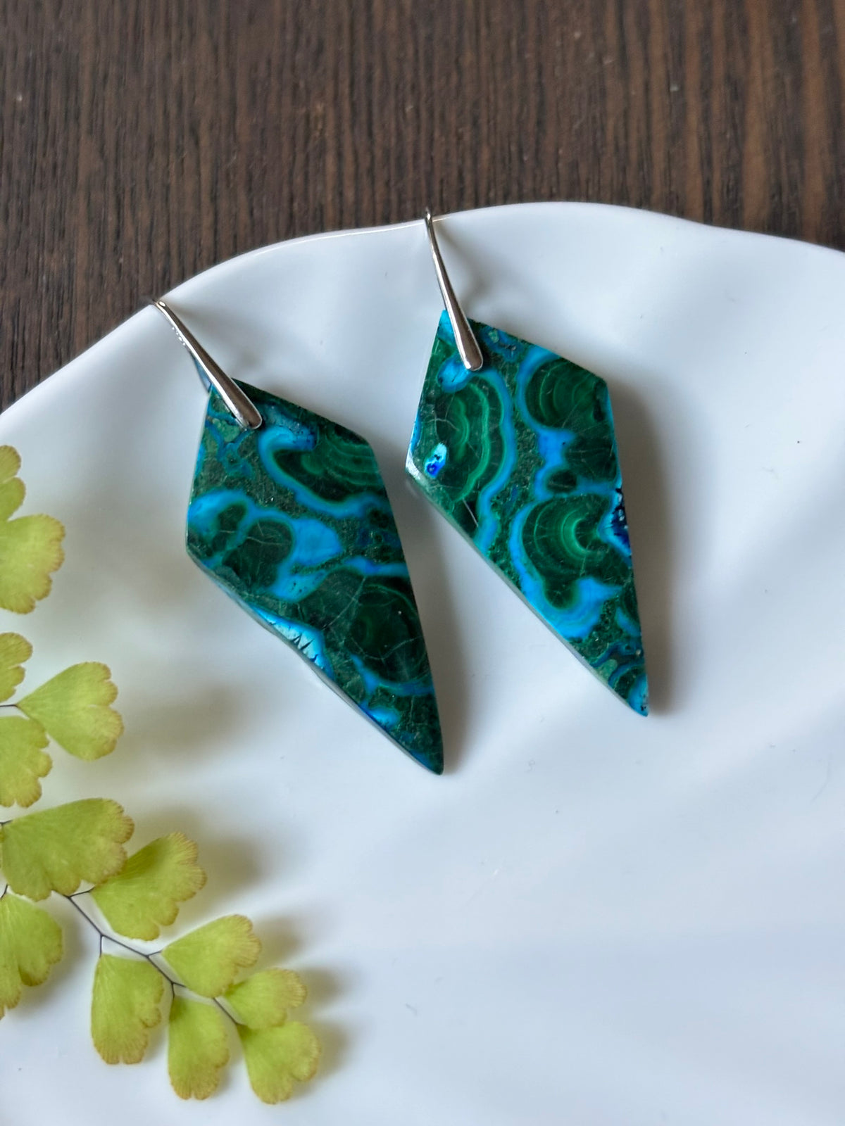 Malachite Chrysocolla Turquoise Swirl Earrings alternate view 2