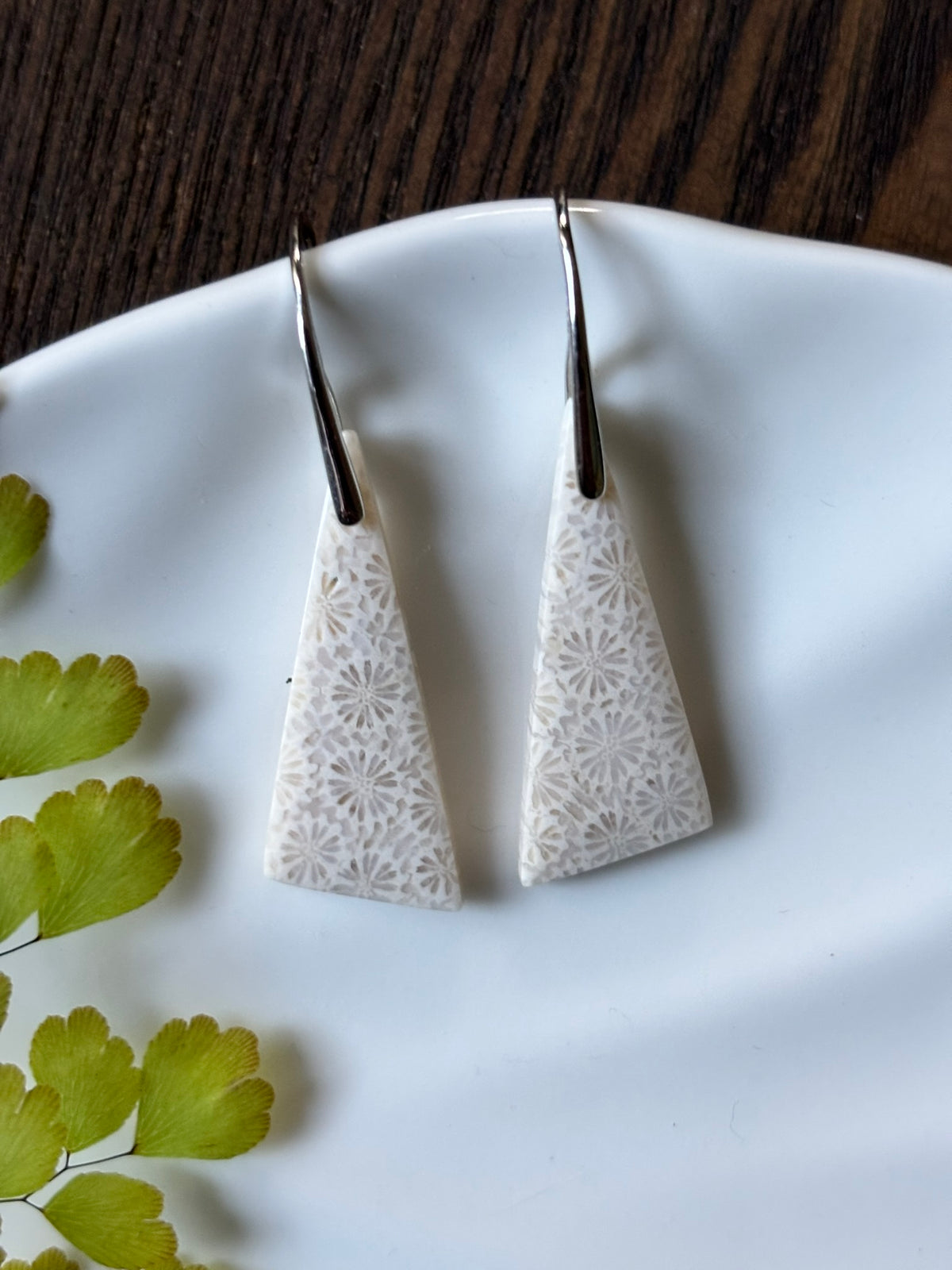 Fossilized Coral Ivory Taper Earrings alternate view 2
