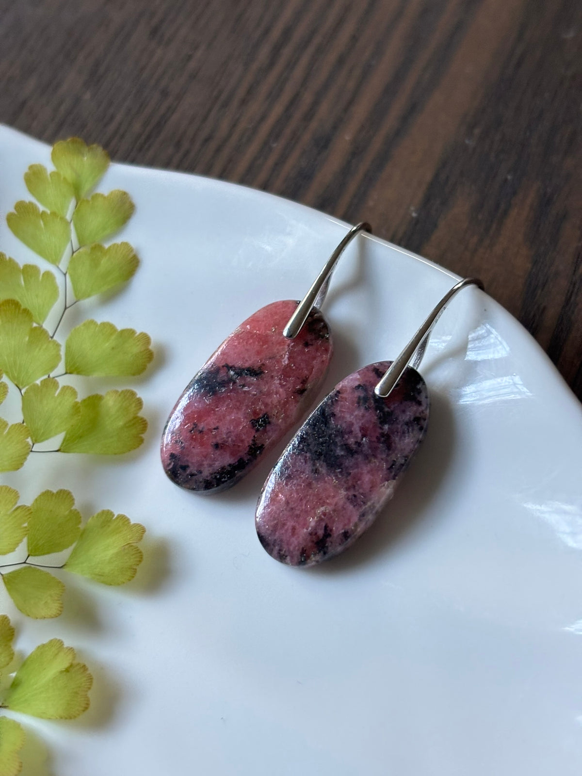 Rhodonite Rose Plum Earrings alternate view 2