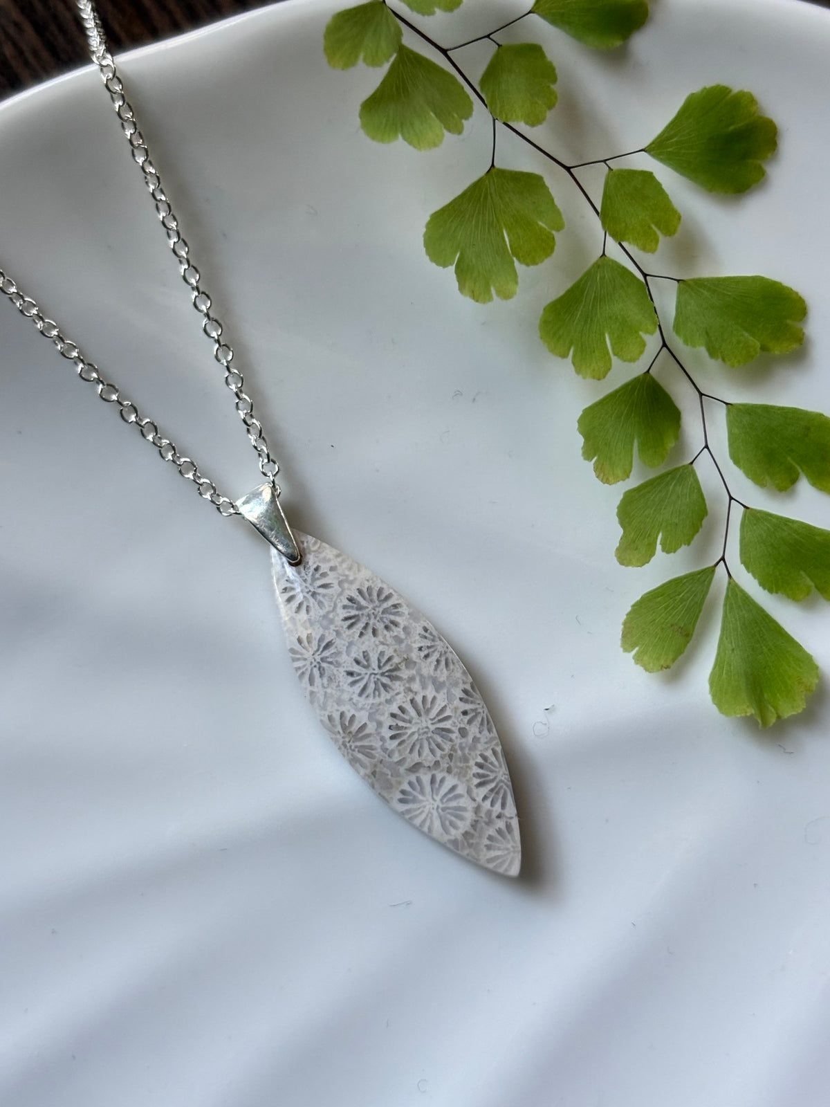 Fossilized Coral Leaf Necklace
