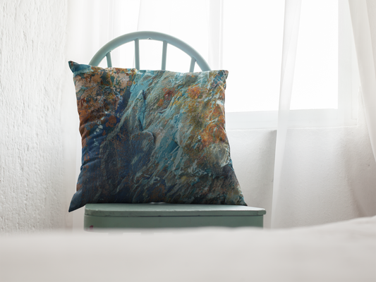 Blue Opal Wood Cushion Cover 18x18"