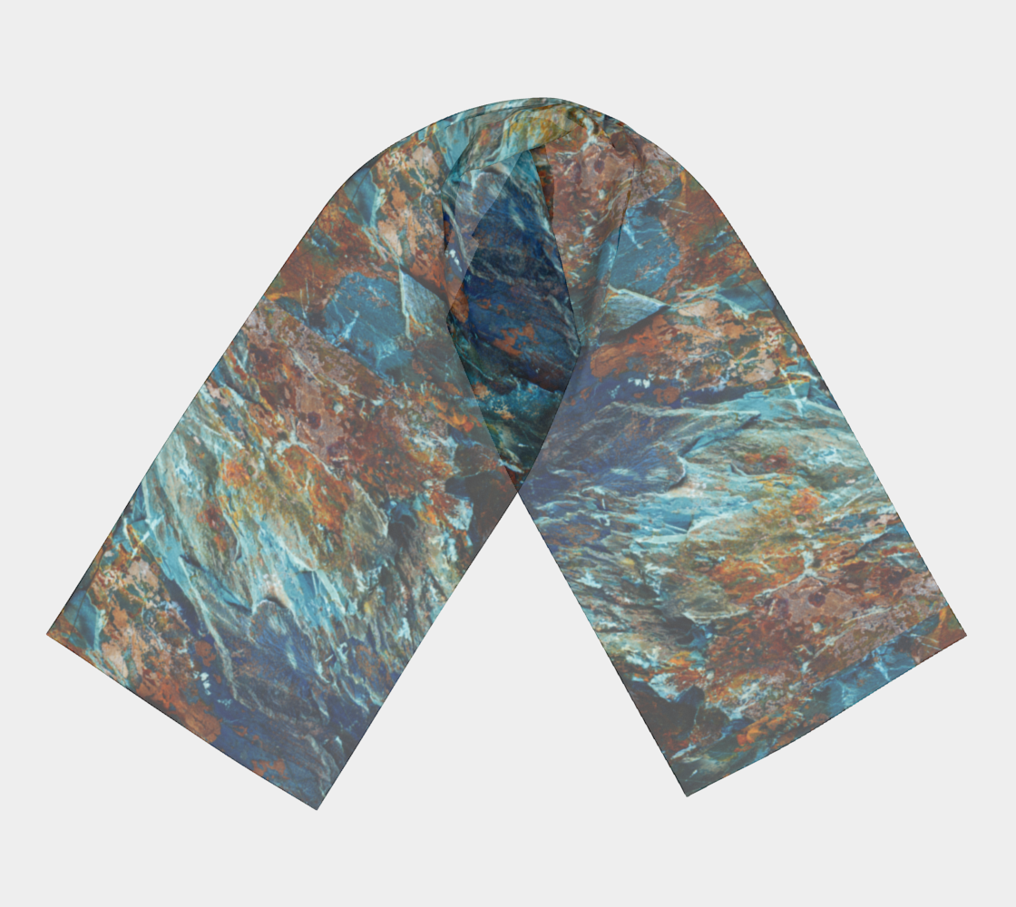 Blue Opalized Wood Silk Scarf
