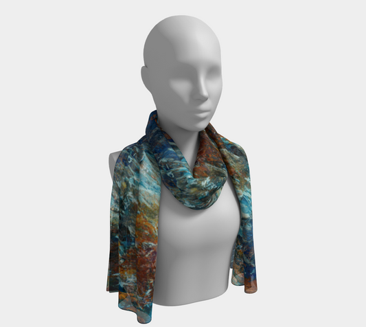 Blue Opalized Wood Silk Scarf