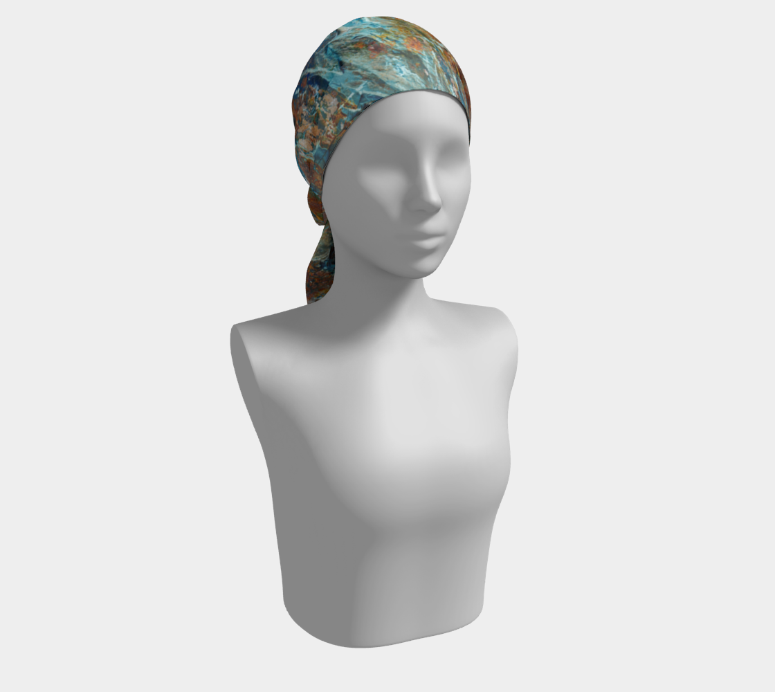 Blue Opalized Wood Silk Scarf