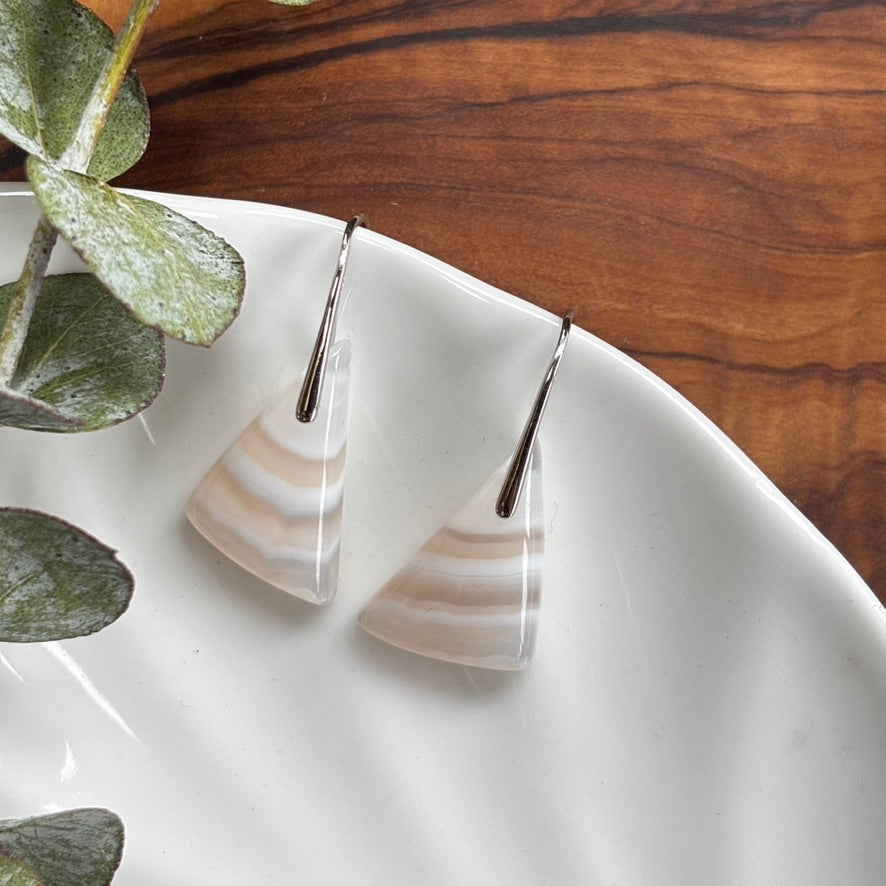 White Agate Dangle Earrings