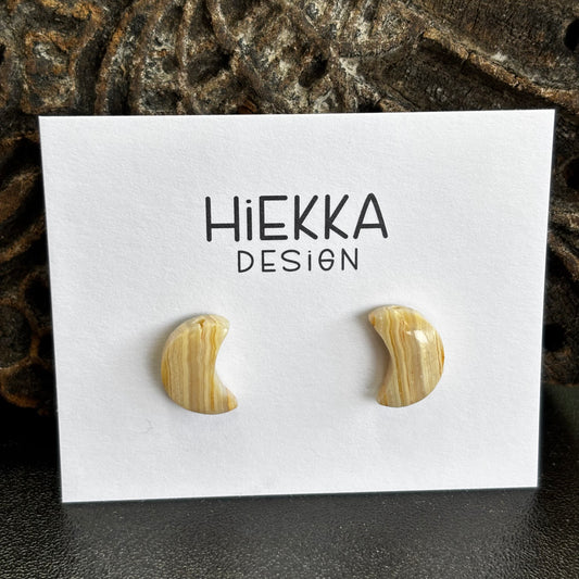 Crazy Lace Agate Moon Studs