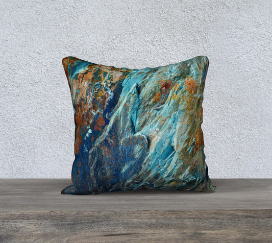 Blue Opal Wood Cushion Cover 18x18"