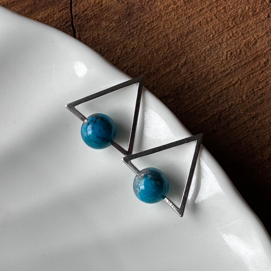 Turquoise Triangle Studs