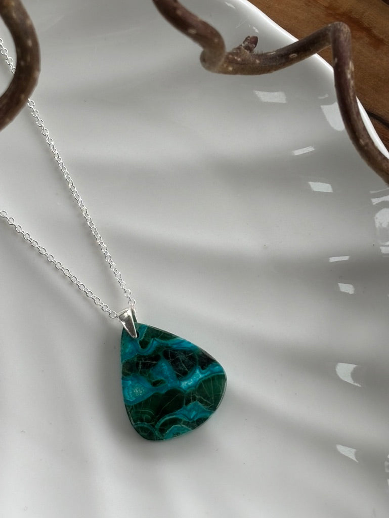 Malachite Chrysocolla Pendant Necklace