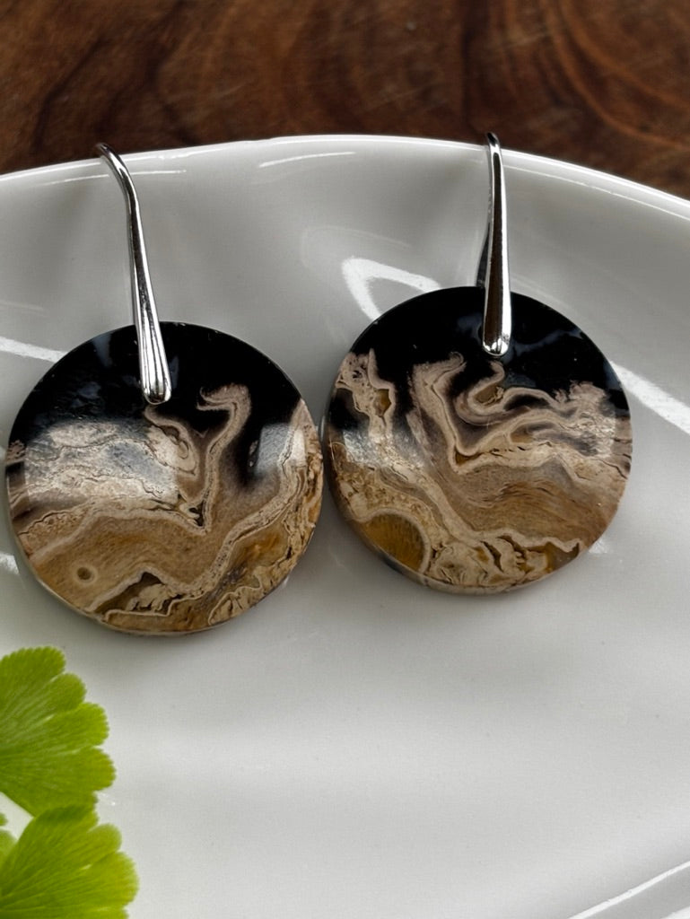Fossilized Palm Root Earrings