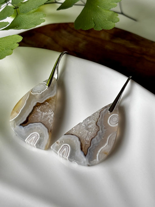 Crazy Lace Agate Dangle Earrings