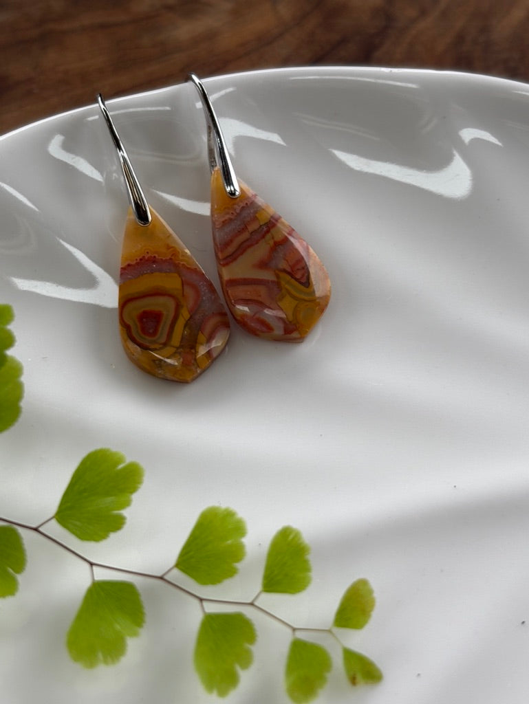 Small Crazy Lace Agate Dangle Earrings