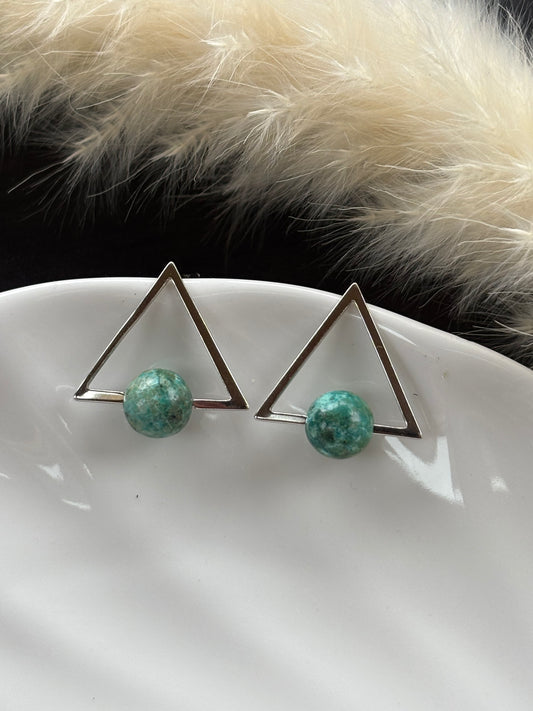 Turquoise Triangle Studs