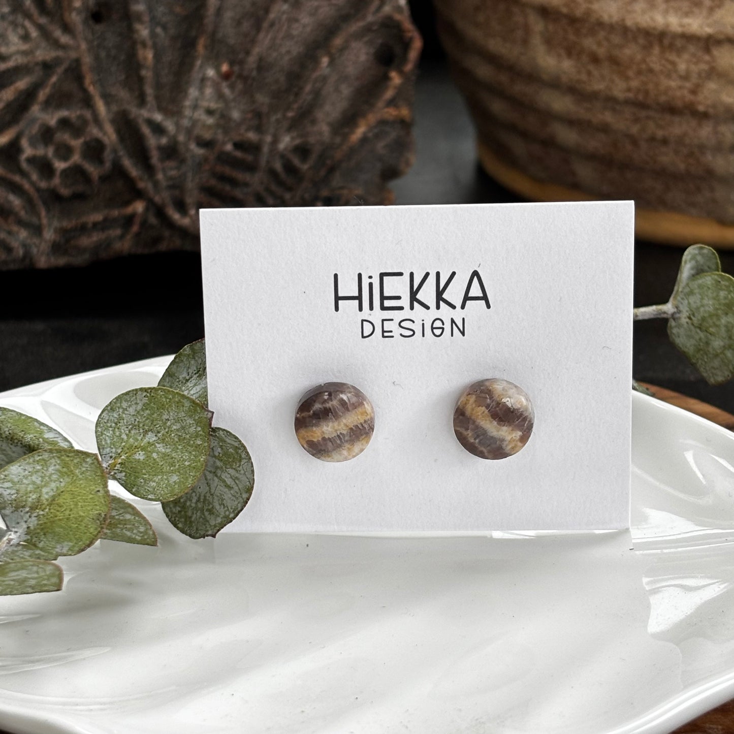 Petrified Wood Round Studs