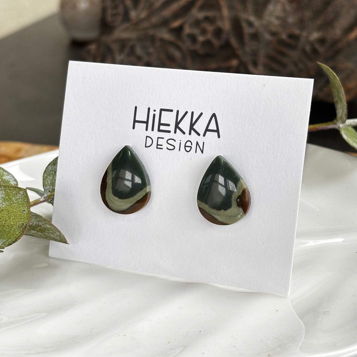 Polychrome Jasper Teardrop Studs