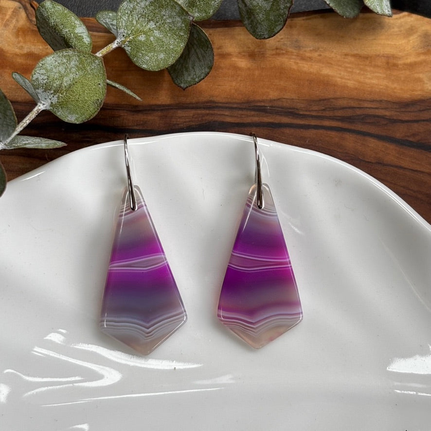 Purple Agate Dangle Earrings