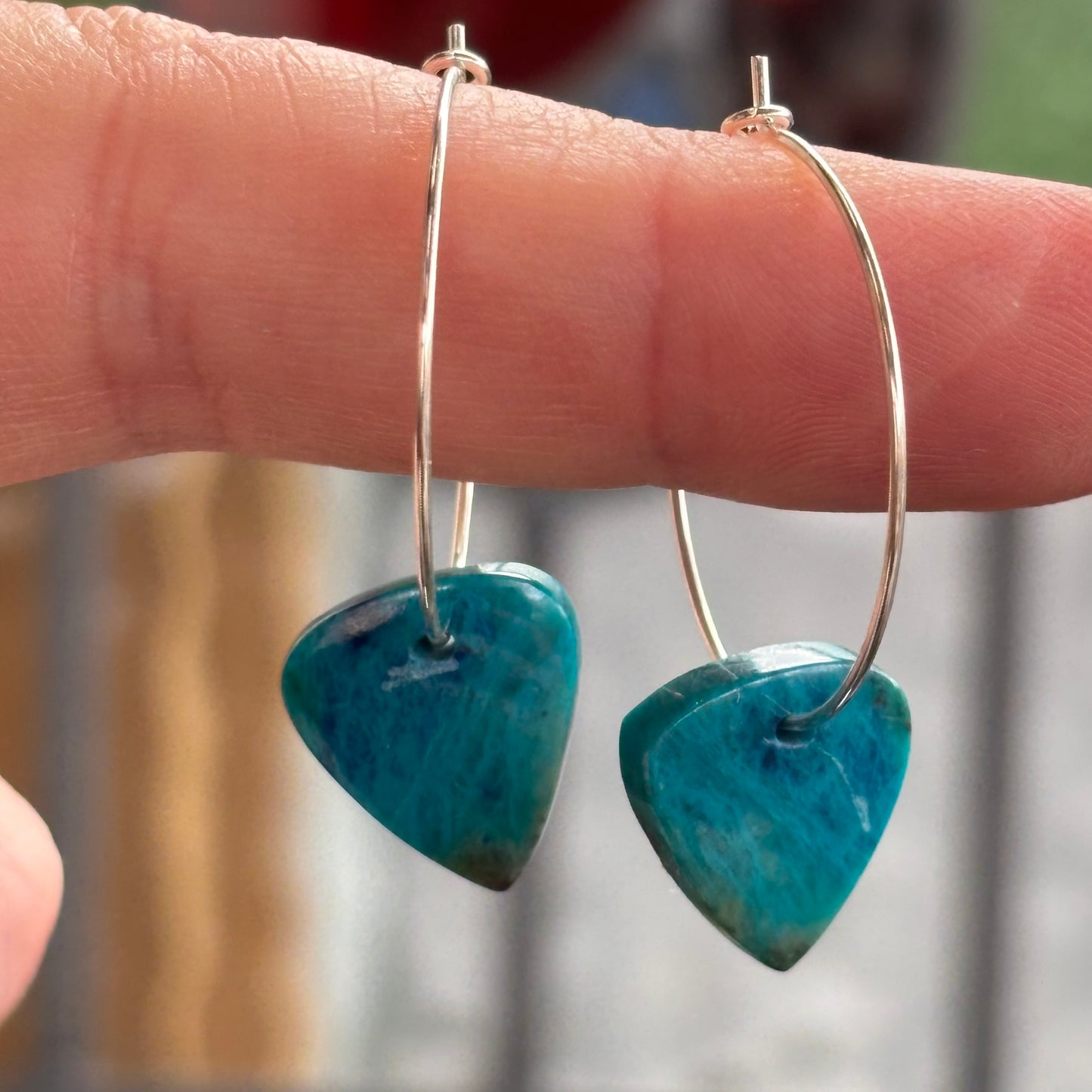 Blue Azurite Hoop Earrings