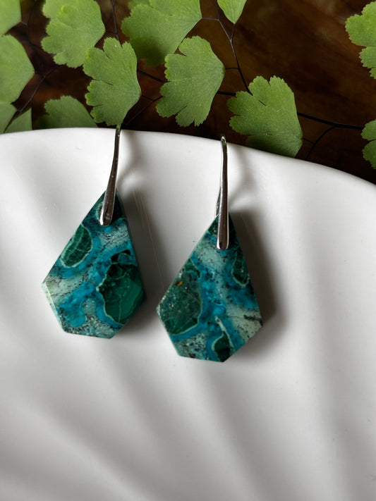 Malachite Chrysocolla Coffin Earrings