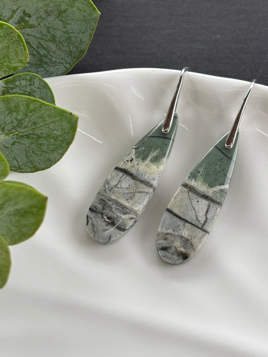 Green Maligano Jasper Dangle Earrings
