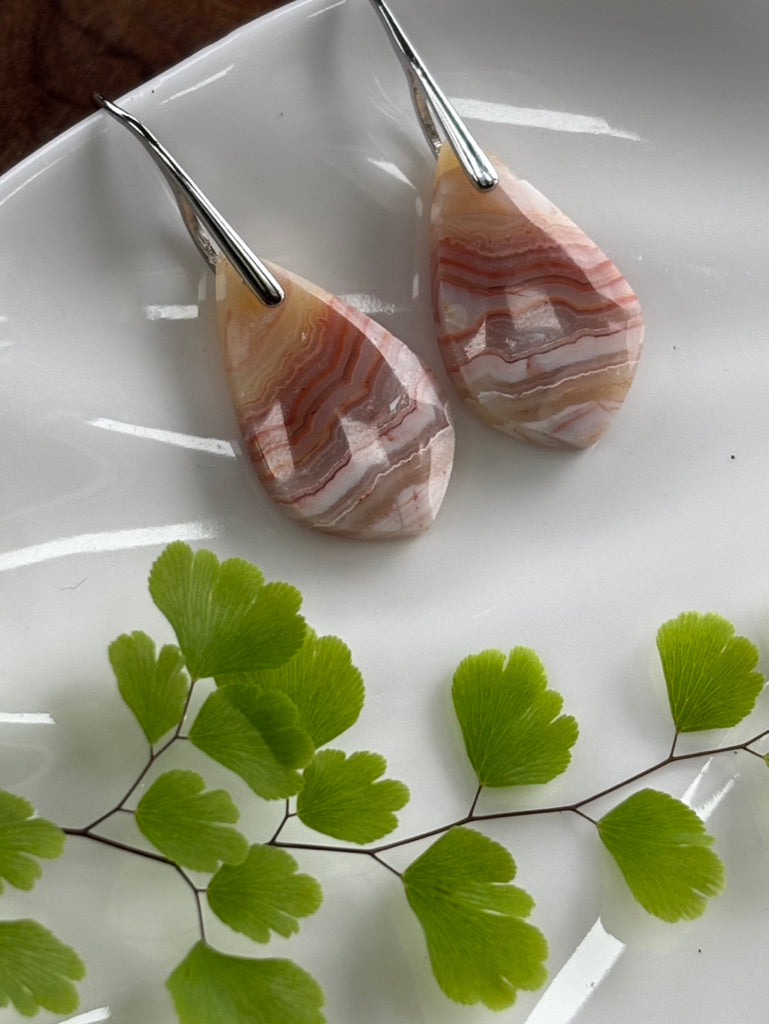Small Crazy Lace Agate Dangle Earrings