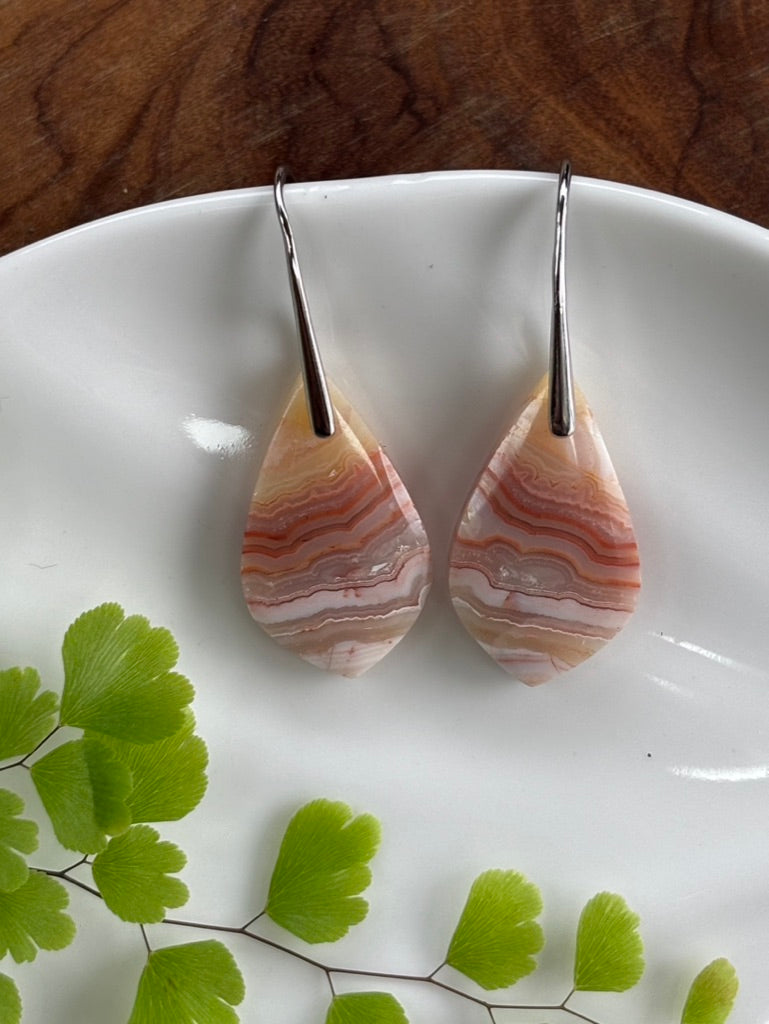 Small Crazy Lace Agate Dangle Earrings