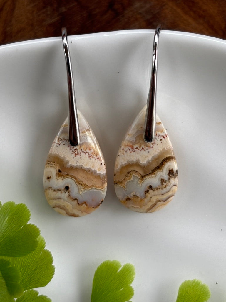 Small Crazy Lace Agate Dangle Earrings